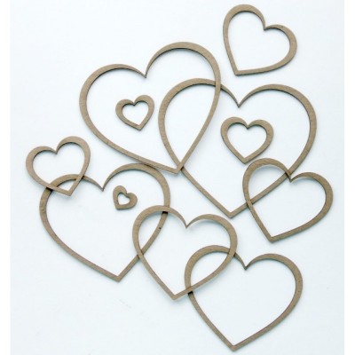 Creative Embellishments - Chipboard «Nested Shapes Hearts»